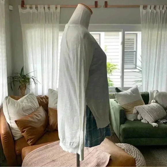 Anthropology Moth white and blue plaid layered long sleeve top - Picture 4 of 7